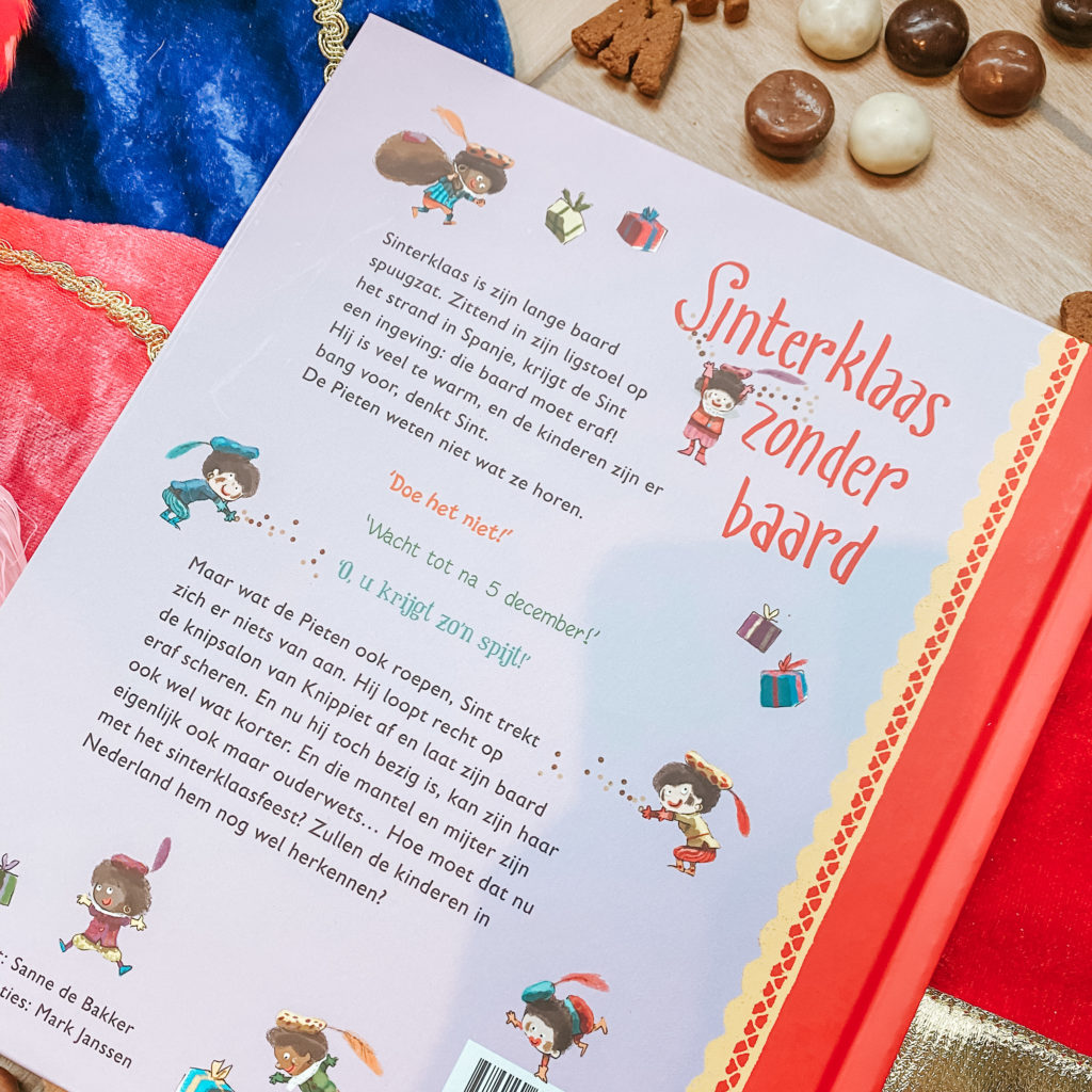 Sinterklaas zonder baard: de achterkant van het boek.